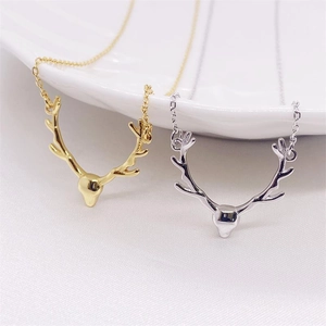 925 Sterling Silver Deer Antler Pendant Necklace For Women Minimalist Animal Bone Necklace Gold Silver Plated Elegant Jewelry Gift
