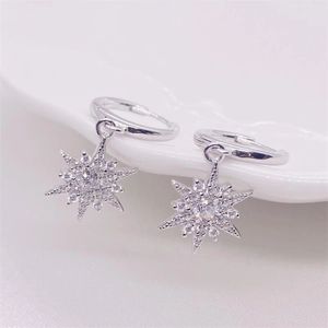 Elegante S925 Sterling Silber Stern Ohrringe mit funkelnden Zirkonia Anhängern