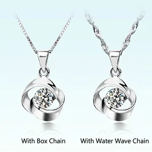 Collier Pendentif Rose Rotative en Argent Sterling 925 Bijoux Élégants Incrustés de Strass pour Femme Cadeau de Saint Valentin