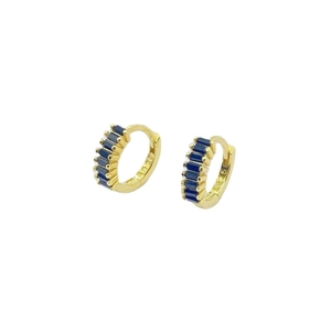 Orecchini Huggies in argento S925 dorato con pietre di zircone blu rettangolari