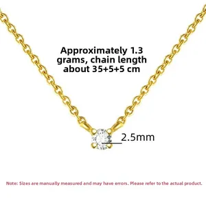 Detail view of dainty S925 silver necklace with 2.5mm cubic zirconia and adjustable chain