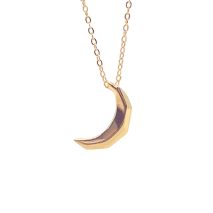 Collier Croissant de Lune en Argent Sterling 925 Plaqué Or Pendentif Géométrique Minimaliste Chic Bijoux pour Femmes Accessoires Quotidiens