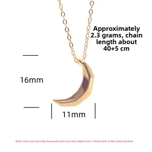 Vue détaillée des dimensions du pendentif lune en argent S925: 16 mm de hauteur