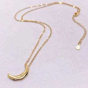 Élégant collier pendentif croissant de lune en argent sterling S925 plaqué or