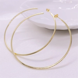 Polished S925 sterling silver large square hoop earrings with minimalist gold plating