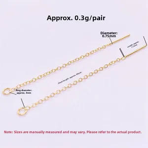 Macro view of S925 sterling silver tassel earring threaders with technical dimensions