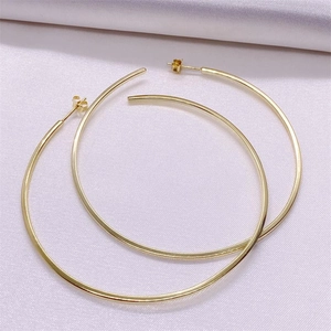 Elegant high-polished large gold hoop earrings made of S925 sterling silver for women