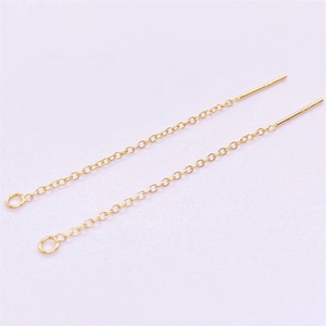 S925 sterling silver golden chain earrings with long threaders for DIY jewelry making
