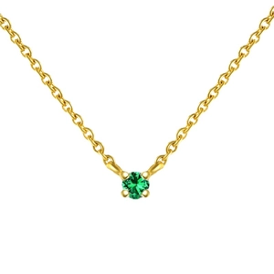 Elegant gold S925 silver necklace with sparkling round green gemstone pendant for women