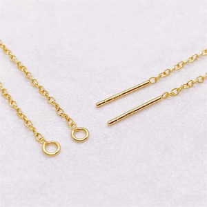S925 sterling silver gold plated tassel chain earrings with hallmark detail