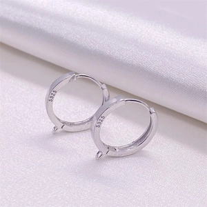 Polished S925 sterling silver hoop earrings with small loops for DIY jewelry making