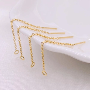 Set of four S925 sterling silver gold plated tassel ear wires with hanging loops