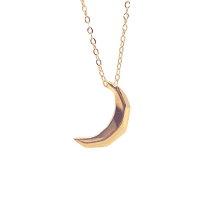 Élégant collier croissant de lune en argent S925 doré avec pendentif à facettes