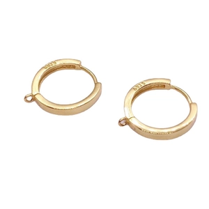 Minimalist S925 sterling silver golden hoop earrings with small pendant rings