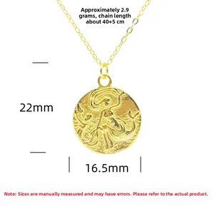 Vue détaillée du collier pendentif sirène en argent S925 avec dimensions 22mm x 16,5mm