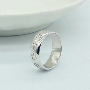 Bague minimaliste en argent sterling S925 avec gravures de pattes pour hommes et femmes