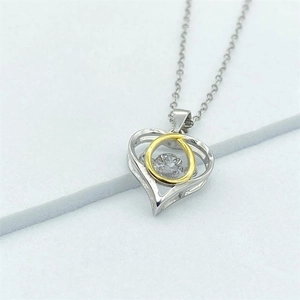 925 Sterling Silver Shimmering Dancing Heart Pendant Necklace For Women Double Color Heart Shaped Rhinestone Elegant Jewelry Gift