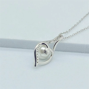 Collier élégant en argent sterling S925 avec pendentif cœur en perle et petits oxydes de zirconium