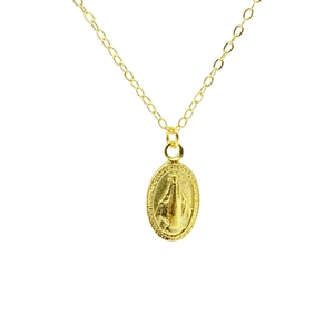 Collier Pendentif Vierge Marie en Argent Sterling 925 Médaille Miraculeuse Relief Ovale Bijoux Religieux Pour Femmes Cadeau