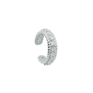 S925 sterling silver ear cuff with cubic zirconia and vintage twisted rope texture