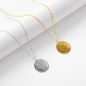 Minimalist S925 sterling silver hammered coin necklaces in gold and silver finish