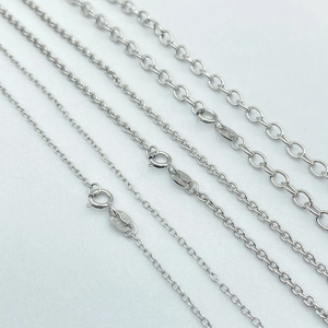 Various thicknesses of S925 sterling silver cable chains with Italian hallmark