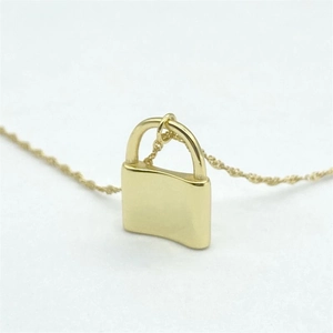 Collier avec pendentif cadenas en argent sterling S925 plaqué or pour femme