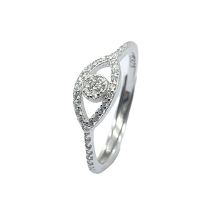 Sparkling S925 sterling silver evil eye open ring with clear cubic zirconia pave setting