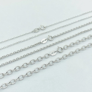Five styles of S925 sterling silver O-chains with spring clasps and Italy hallmarks