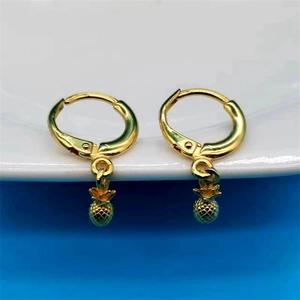 Minimalist S925 sterling silver golden pineapple drop earrings for women in summer style