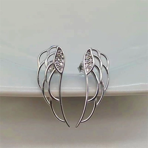 925 Sterling Zilver Engelenvleugels Oorknopjes Voor Dames Heren Mode Strass Veer Vleugels Oorsieraden Koreaanse Stijl Cadeau