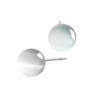 Boucles d'oreilles minimalistes en argent S925 avec œil de chat au design sphérique