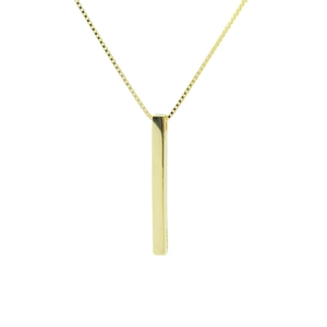 Minimalist S925 sterling silver vertical rectangle bar pendant necklace in gold finish
