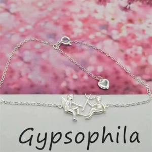 S925 sterling silver angel and devil heart bracelet with adjustable lobster clasp