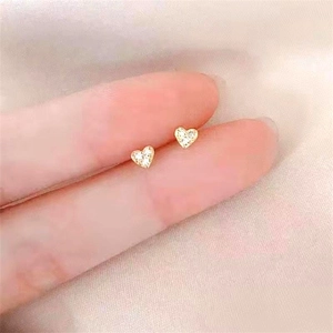 925 Sterling Silver Mini Heart Stud Earrings With Zirconia Gold Plated Korean Style Simple Sweet Heart Earrings Jewelry For Women