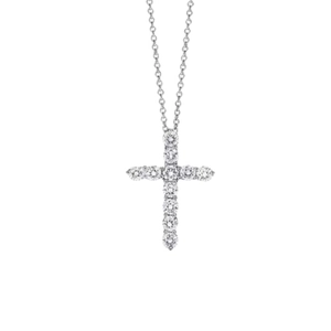 Elegant S925 sterling silver cross pendant necklace with pavé-set sparkling crystals