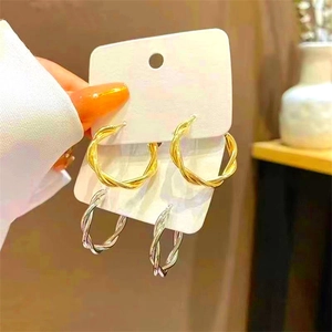 Orecchini a cerchio intrecciati in argento sterling S925 color oro e argento lucido
