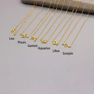 925 Sterling Silver Zodiac Sign Pendant Necklace For Women Gold Silver Plated Twelve Constellations Clavicle Chain Jewelry Gift