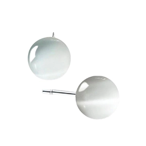 Boucles d'Oreilles Clous en Pierre d'Œil de Chat en Argent Sterling 925 pour Femmes Bijoux d'Oreille de Piercing Géométriques Ronds Minimalistes
