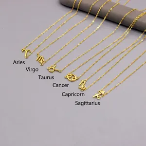 Golden 925 sterling silver zodiac necklaces with minimalist astrological sign pendants