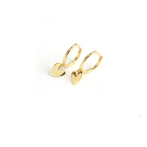 Classic gold heart drop hoop earrings for women with a minimalist polished finish