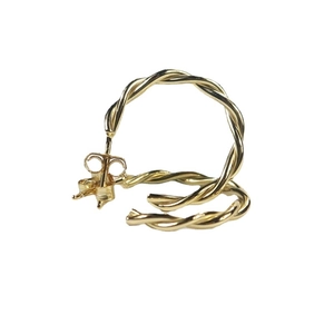 Orecchini a cerchio geometrici in argento S925 con design a corda intrecciata oro