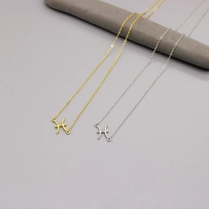 925 Sterling silver zodiac Pisces necklaces in gold and silver finish with O-chain