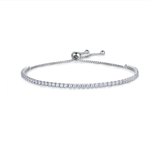 Bracelet tennis en argent S925 réglable avec zircons cubiques brillants pour femme