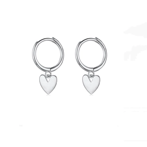 S925 Sterling Silver Heart Dangle Hoop Earrings Minimalist Vintage Love Heart Huggie Earrings For Women Daily Jewelry Gift