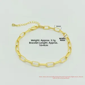 Detailed view of gold plated 925 silver paperclip chain bracelet showing 8mm link dimensions