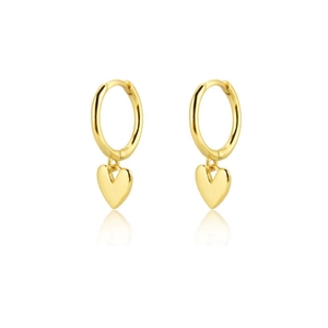 Classic S925 sterling silver gold-plated heart drop earrings with minimalist hoops