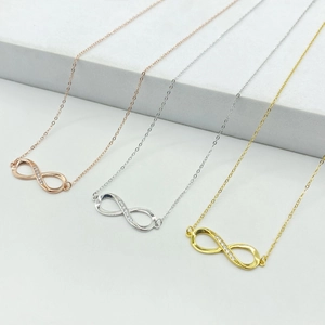 Collana con Pendente Infinito in Argento Sterling 925 per Donna con Zirconia Intarsiata Catena Regolabile Gioielli Regalo