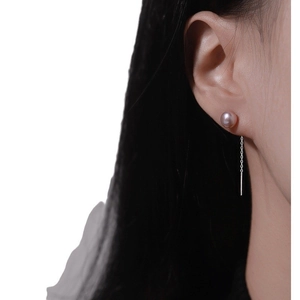 Boucles d'oreilles pendantes en argent S925 avec perles naturelles lavande et pampilles