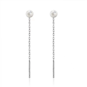 Élégantes boucles d'oreilles pendantes en argent 925 avec perles blanches naturelles